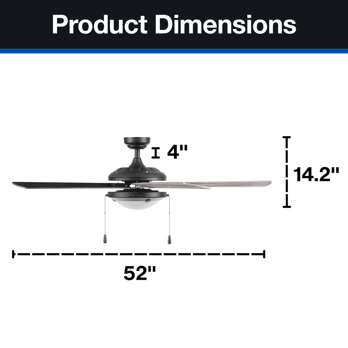 Mainstays 52" Transitional Satin Nickel Indoor Ceiling Fan with Light, Pull Chain Control & Reverse Airflow