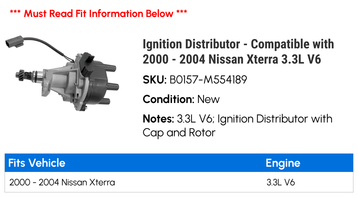 Ignition Distributor - Compatible with 2000 - 2004 Nissan Xterra 3.3L V6 2001 2002 2003
