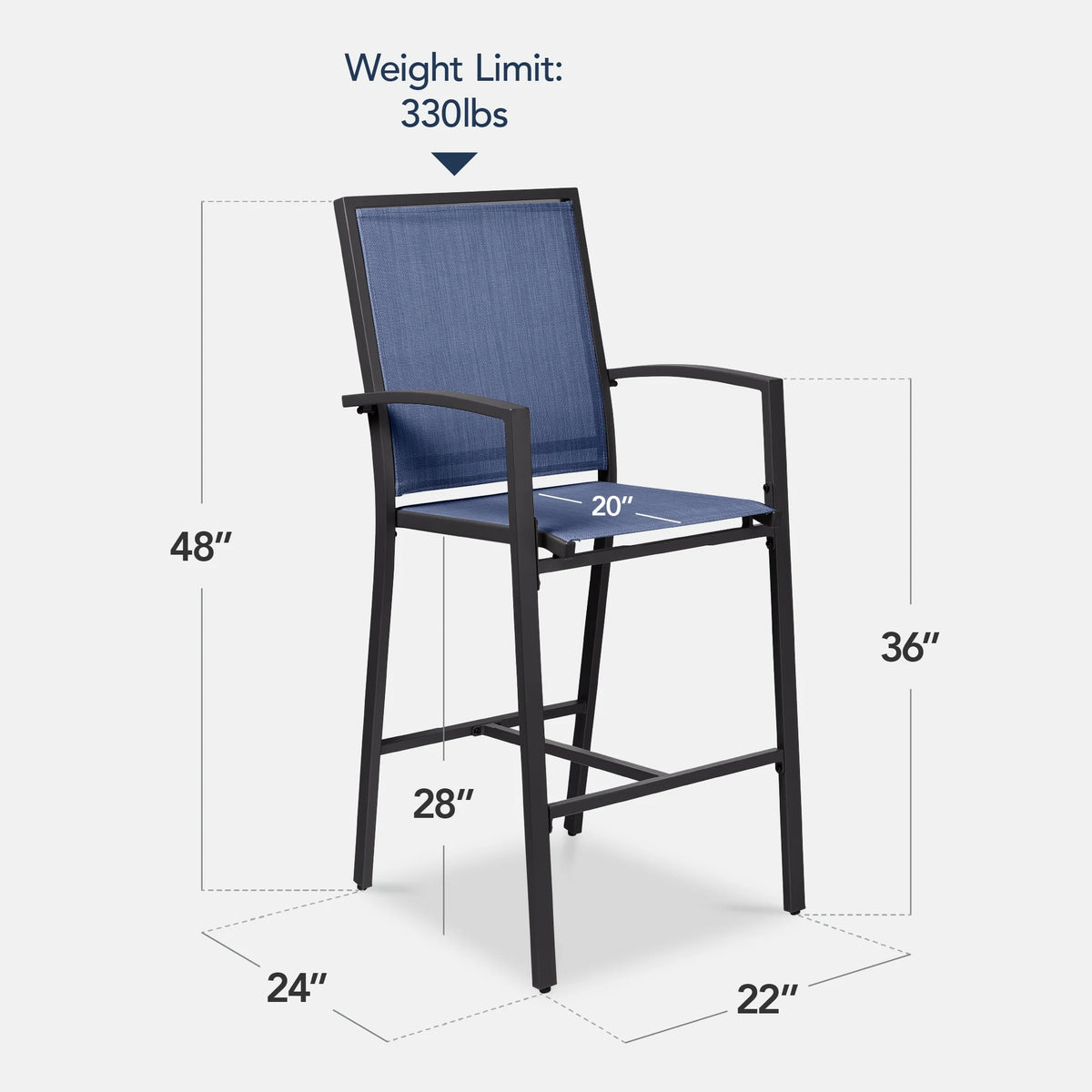 Best Choice Products Outdoor Barstools Set of 2, Bar Height Patio Chairs w/ All-Weather Mesh - Black/Black