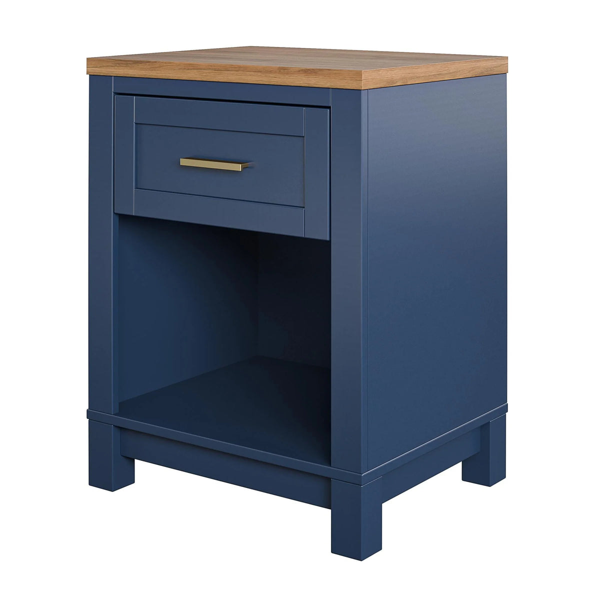 Ameriwood Home Josiah Nightstand, Navy with Walnut top