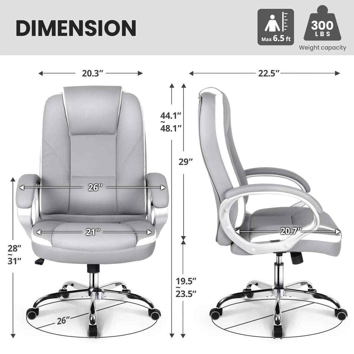 NEO CHAIR Home Office Chair, Heavy Duty Leather Office Chair, Ergonomic High Back Cushion Lumbar Back Support, Computer Desk Executive Chair for Work, 8 Hours Comfort, Jet Black