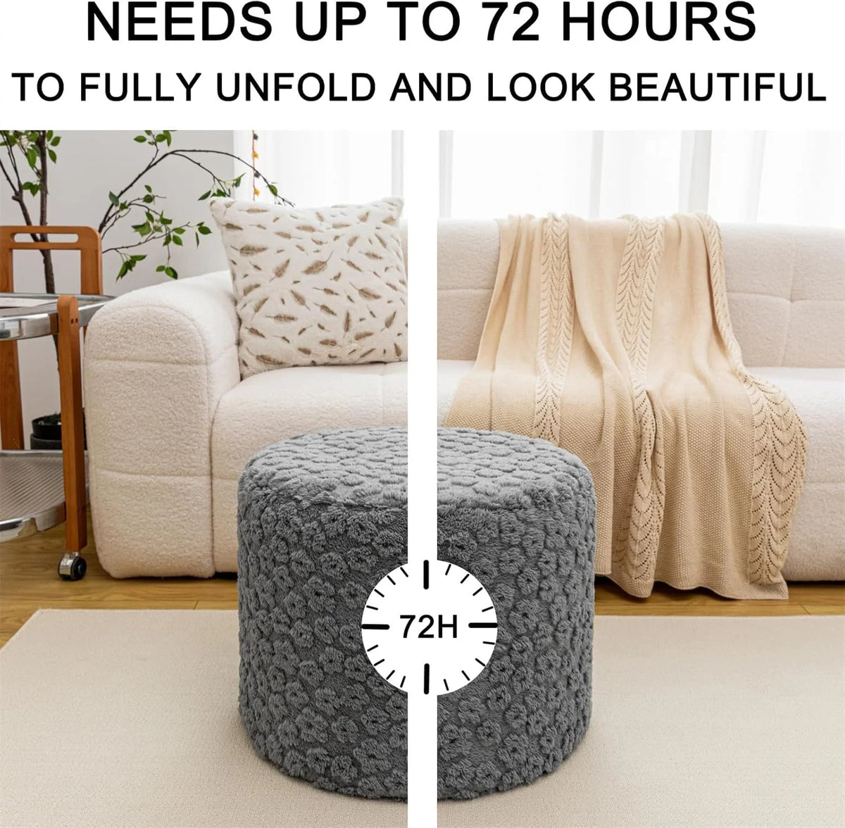 Ottoman Foot Rest Stuffed Round Boho Floor Poof Seating Armchair Ottoman Foot Stool Floor Cushion Bean Bag Pouf 18x18x14 Inch Burgundy