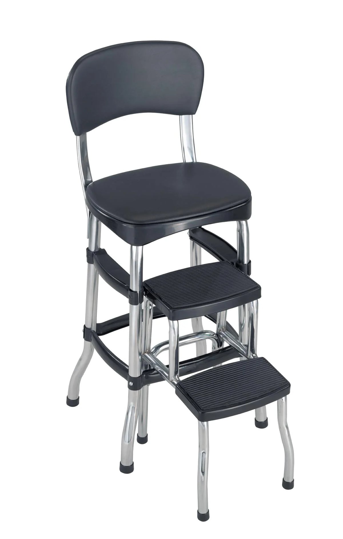 COSCO Stylaire Retro Chair + Step Stool with sliding steps, Black