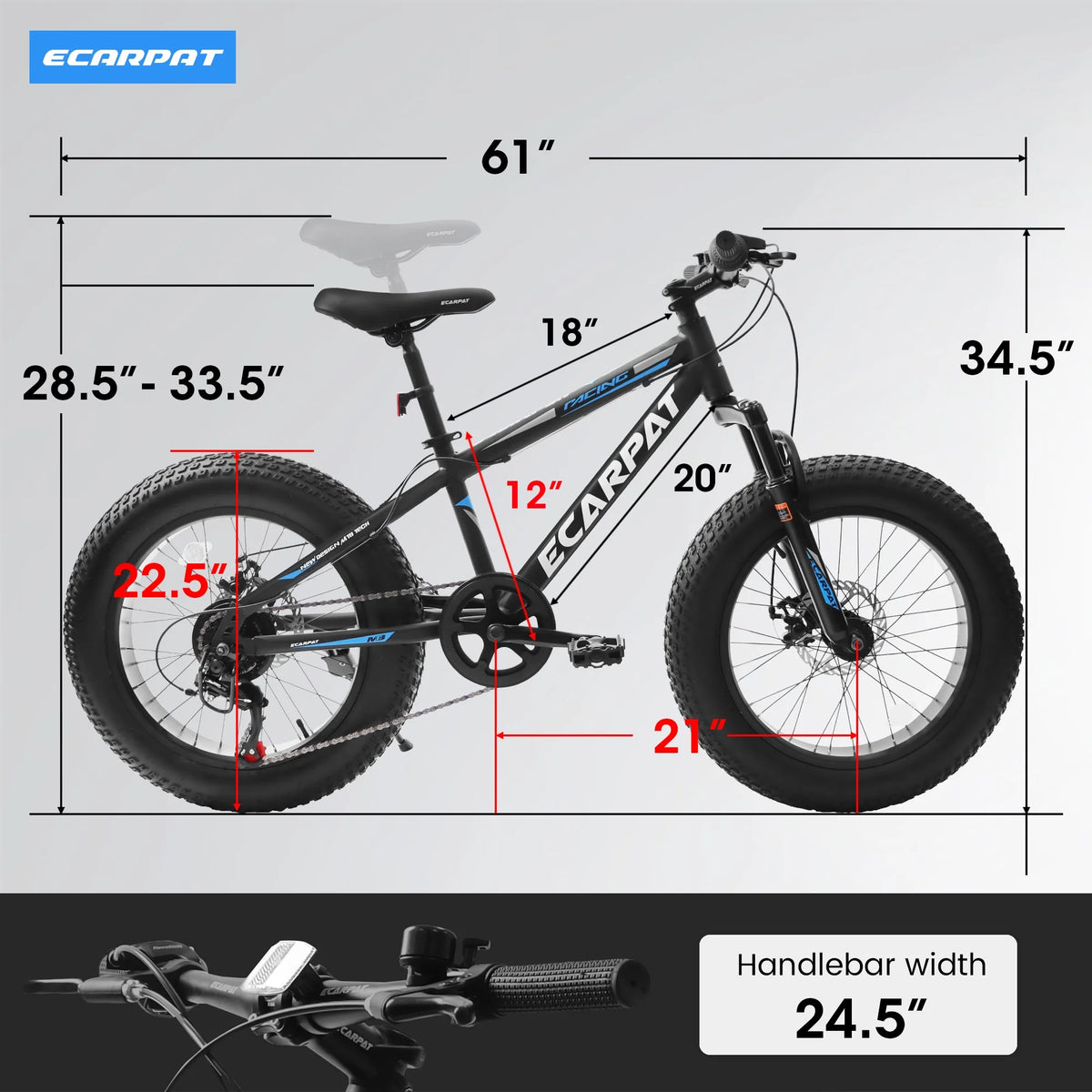 20 Inch Mountain Bike for 7-15 Years Old, 7 Speed Kids Bike with High Carbon Steel Frame, Fat Tire and Dual Disc Brake, Front Suspension Mountain Bicycle Gift for Boys Girls, Grey-Orange