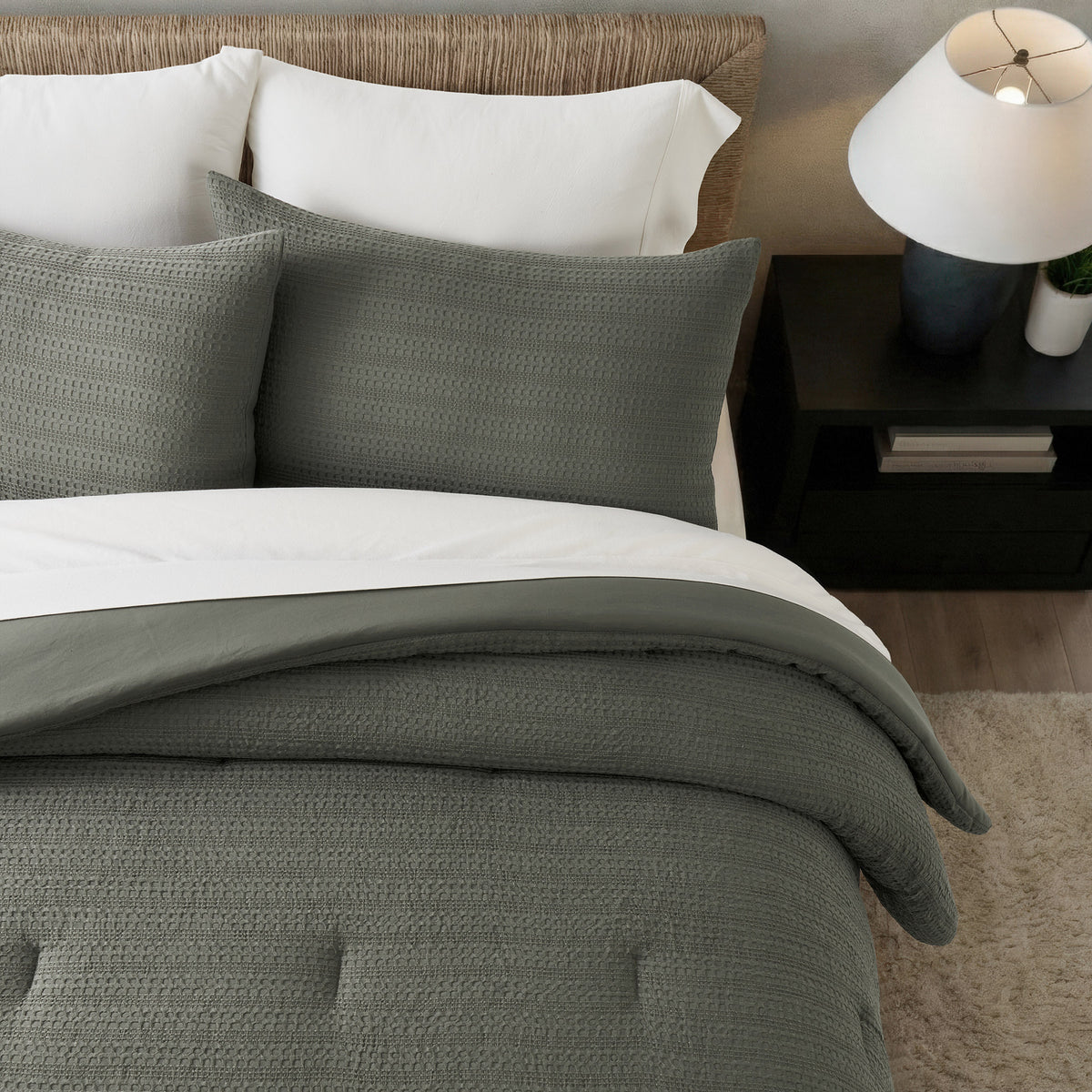 EVERGRACE 3-piece Microfiber Waffle Comforter Set