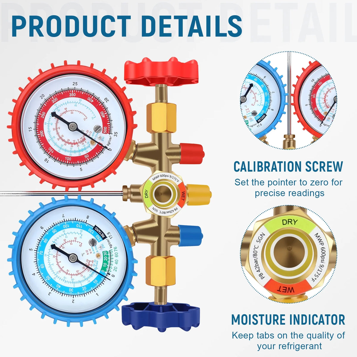 AC Vacuum Pump and Gauge Set, 4 CFM Vacuum Pump Kit for AUTO/Mini Split System for R134a R410a R12 Refrigerants, with R134a Quick Couplers and Can Tap