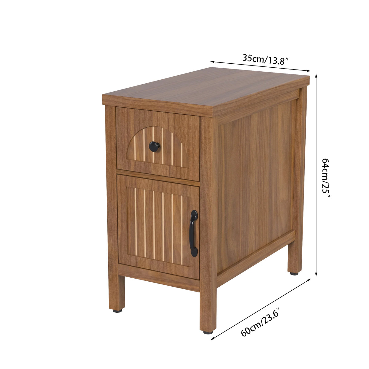Narrow Nightstand with Drawers, Wood End Table, Narrow Side Table, Modern Sofa Side Table