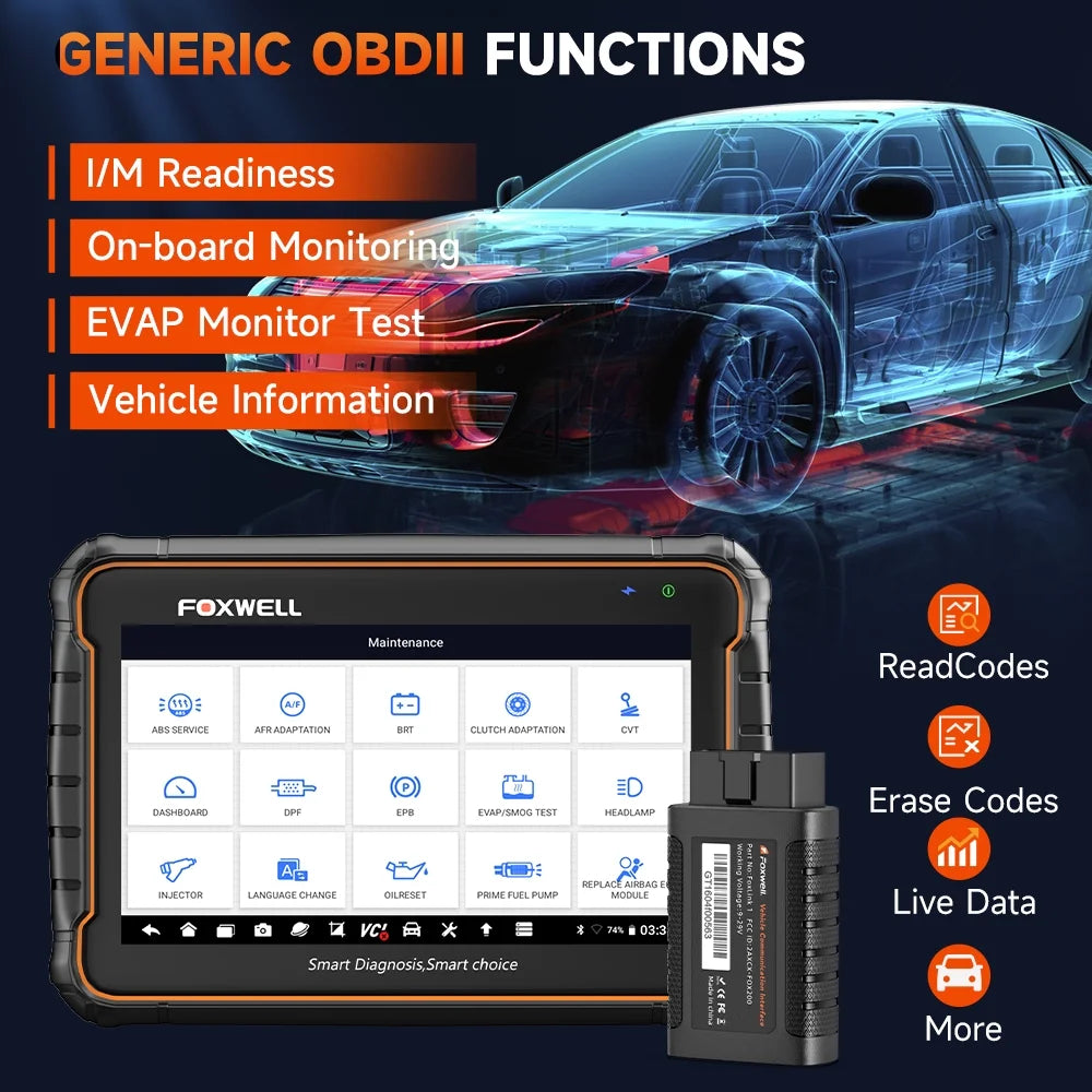 Foxwell GT60 Wireless Bluetooth Automotive Bi-directional Diagnostic Scanner Full System OBD2 Scanner Code Reader, Vehicle Analyzer with Bag