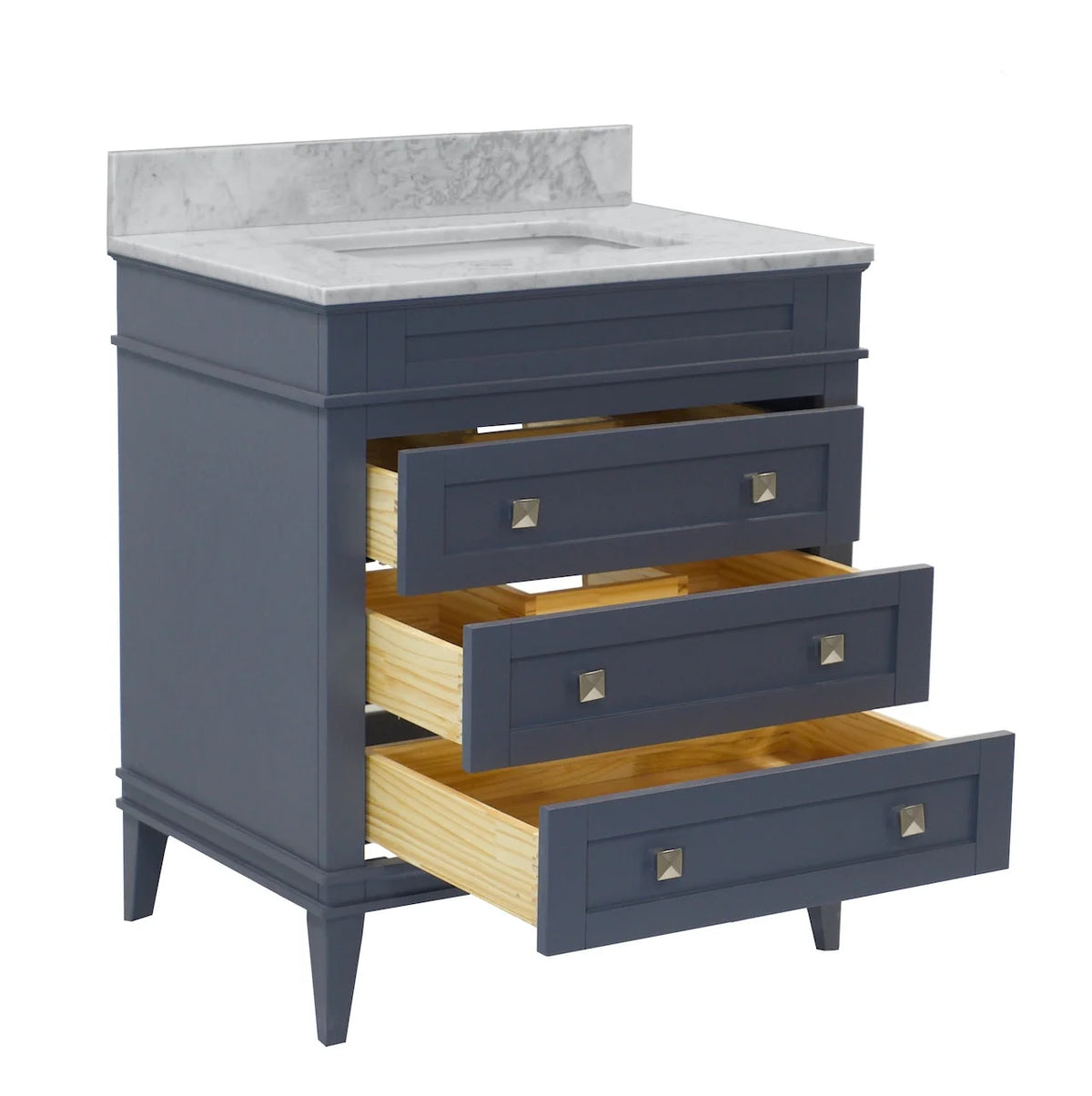 Eleanor 30" Bathroom Vanity with White Cabinet and Carrara Marble Top
