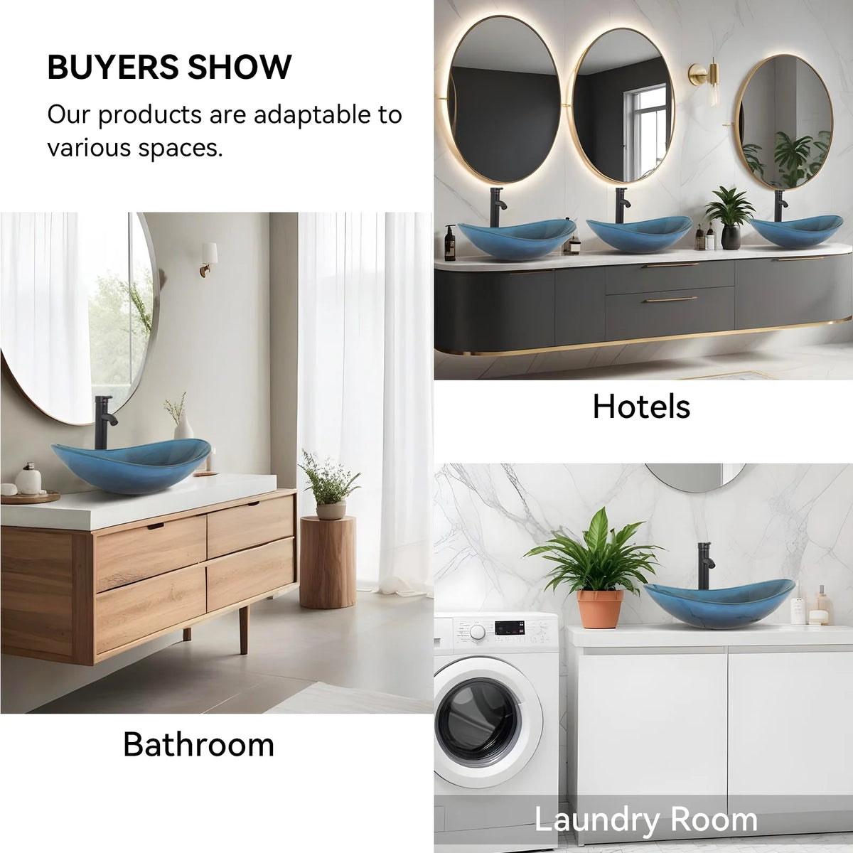 FULLWATT Bathroom Ceramic Sink Vanity Vessel Basin Porcelain Faucet Drain Combo Rectangle,White