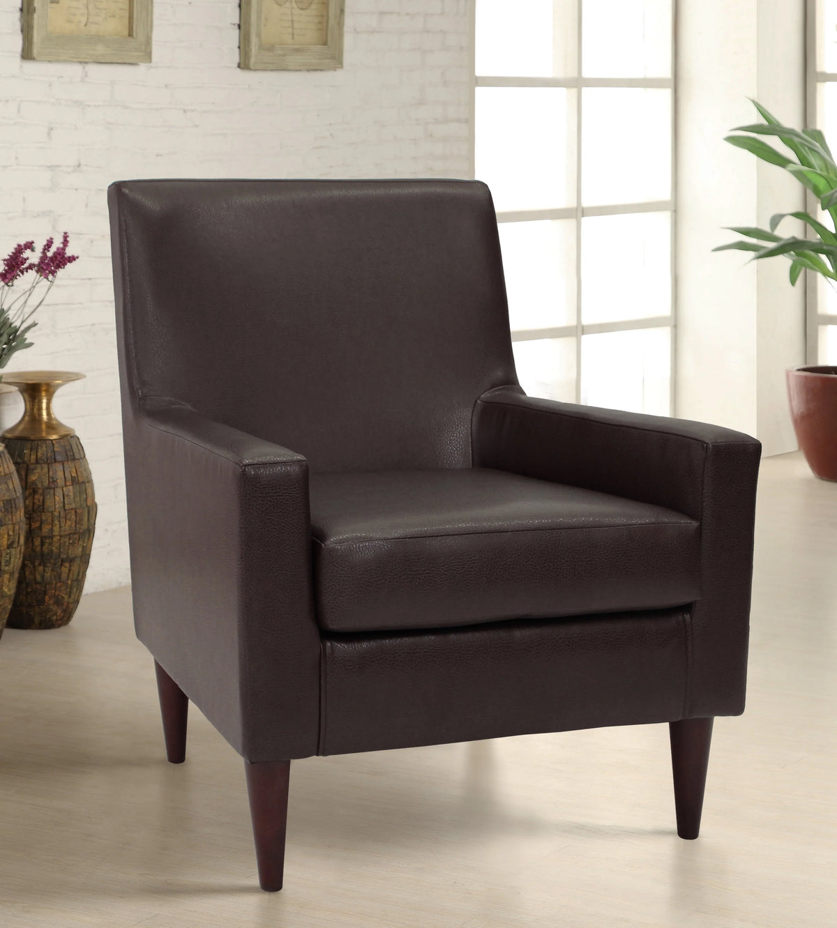 Emma Arm Chair - Leatherette Walnut