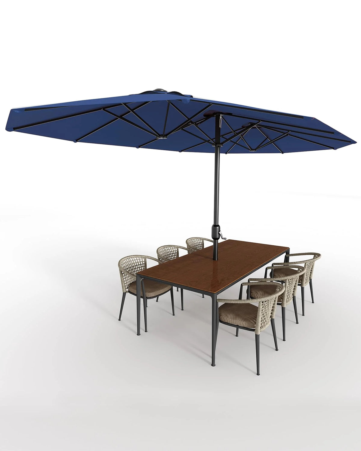 WildBreak Triple Size Large Patio Umbrella, with Crank Handle, Double-Sided, 13' x 6.5', Beige