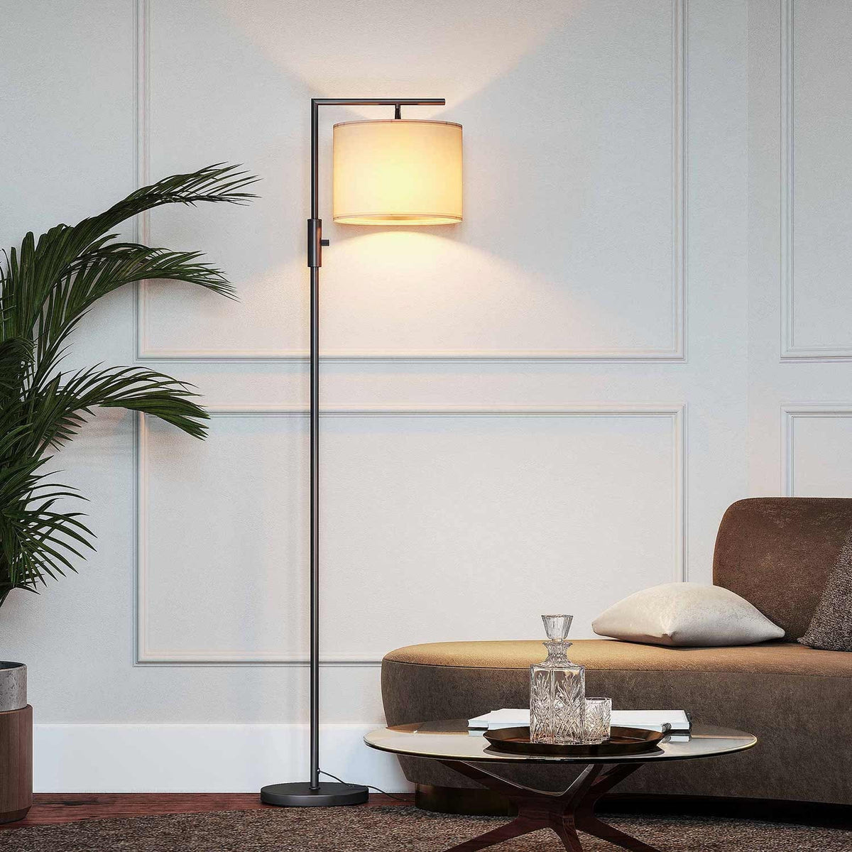 SUNMORY Black Modern Arc Floor Lamp for Living Room, Bedroom and Office