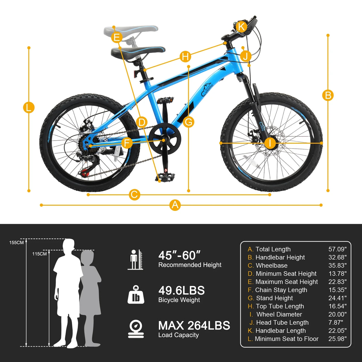 Ktaxon 20" Mountain Bike, 7 Speed Bike with Disc Brakes, Black
