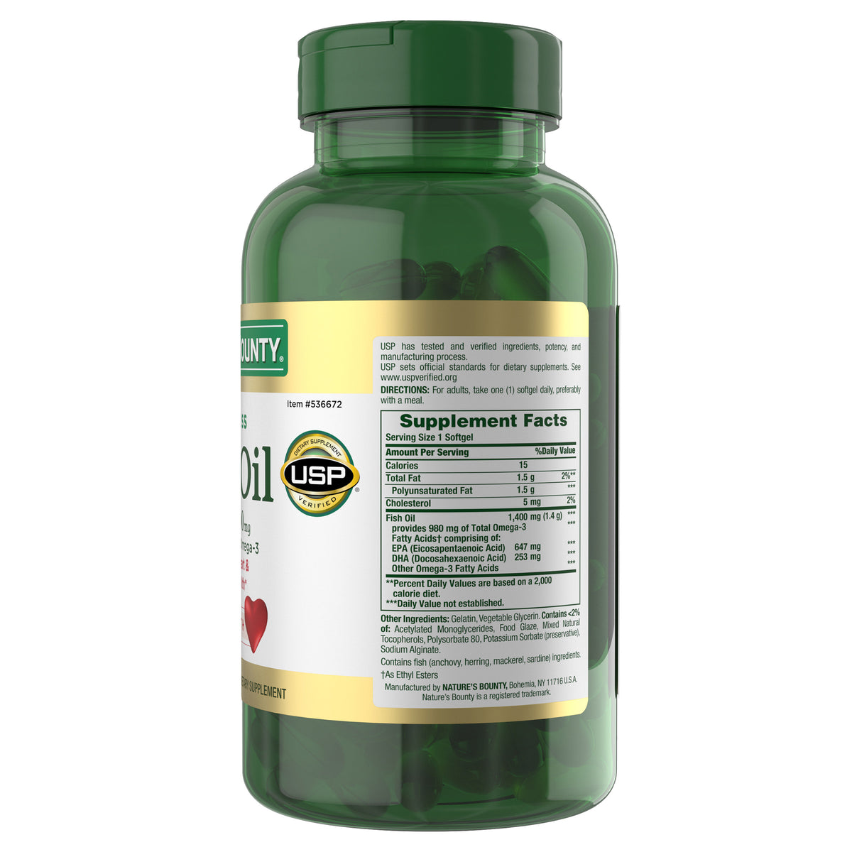 Nature's Bounty Fish Oil 1400 mg, 130 Coated Softgels