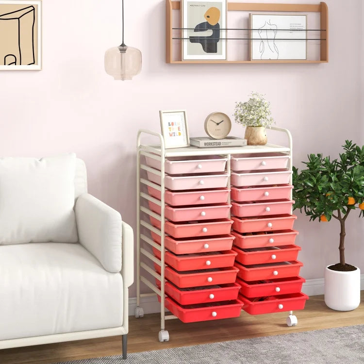 20 Drawers Rolling Storage Cart Studio Organizer