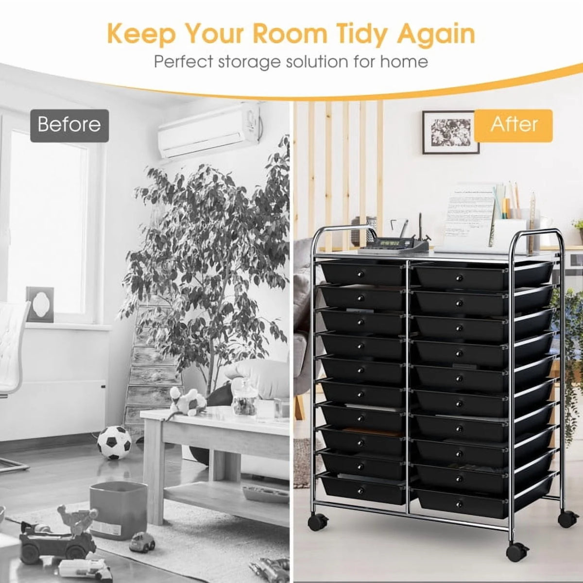 20 Drawers Rolling Storage Cart Studio Organizer
