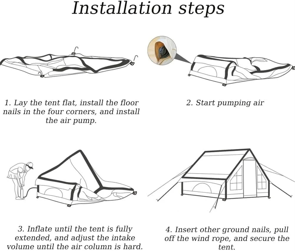 UNISTRONGH 6/8-Person Inflatable Glamping Tent with Hand Pump