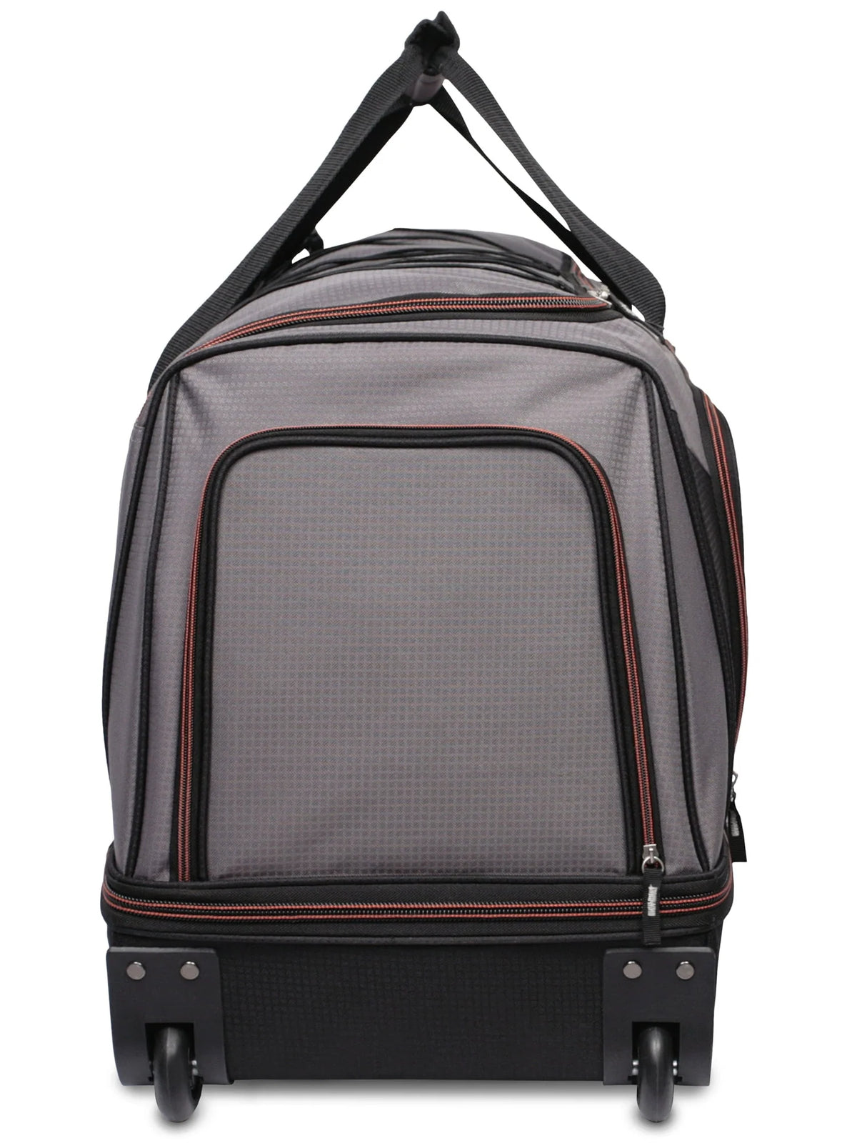 Protege Rolling Drop-Bottom Duffel Bag for Travel, 30 in, Black and Grey