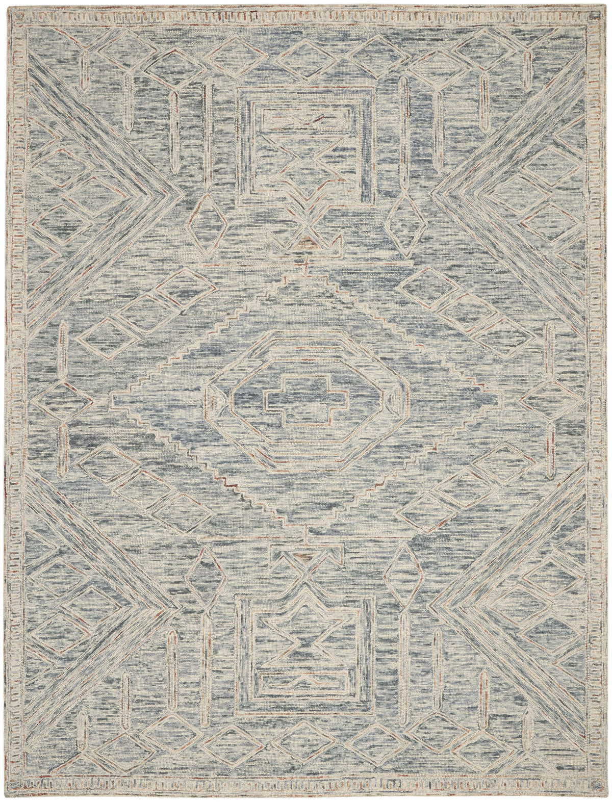 Nourison Linked Rustic Bohemian Blue/Multi 8' x 10'6" Area Rug, (8' x 11')