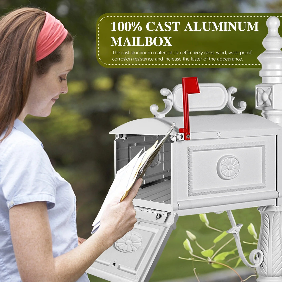 Betisef Large Cast Aluminum Mailbox Barcelona Decorative Post Mail Box Combination Stratford Heavy Duty