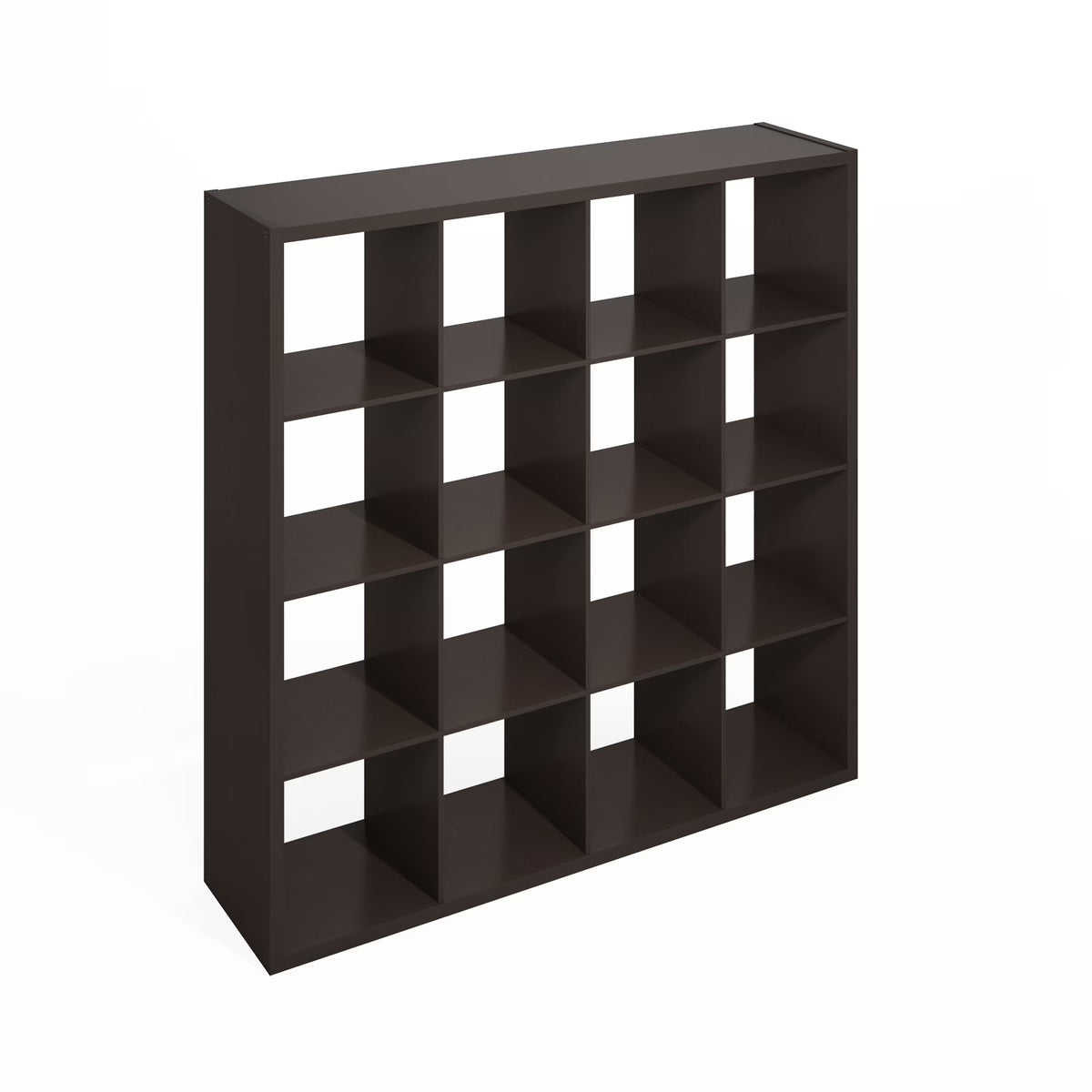 Furinno Simple Open Back Cube Storage Organizer, Standing Shelf, 16-Cube, Dark Oak
