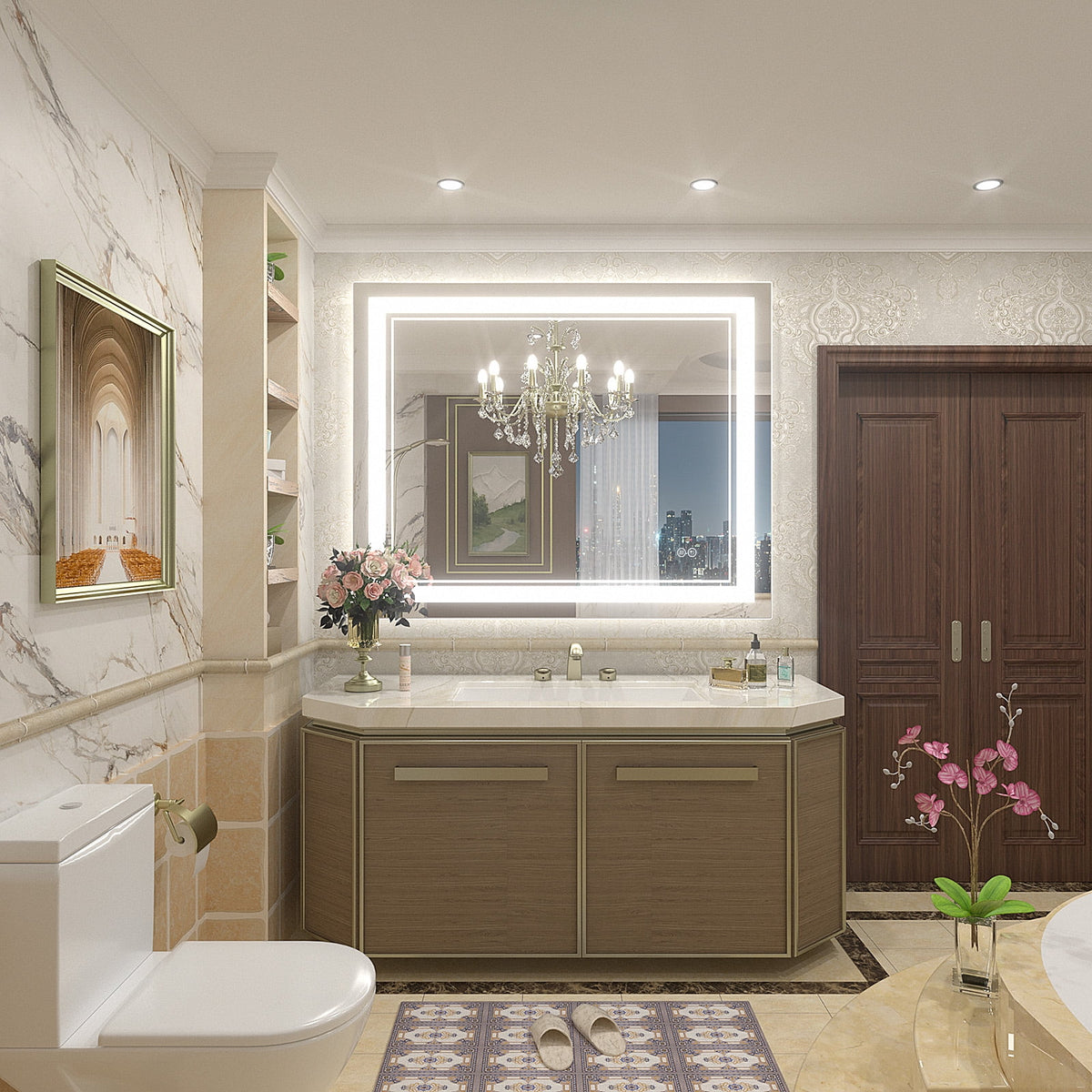 Frameless Frontlit LED Anti-fog Bathroom Vanity Mirror 96x36 inch