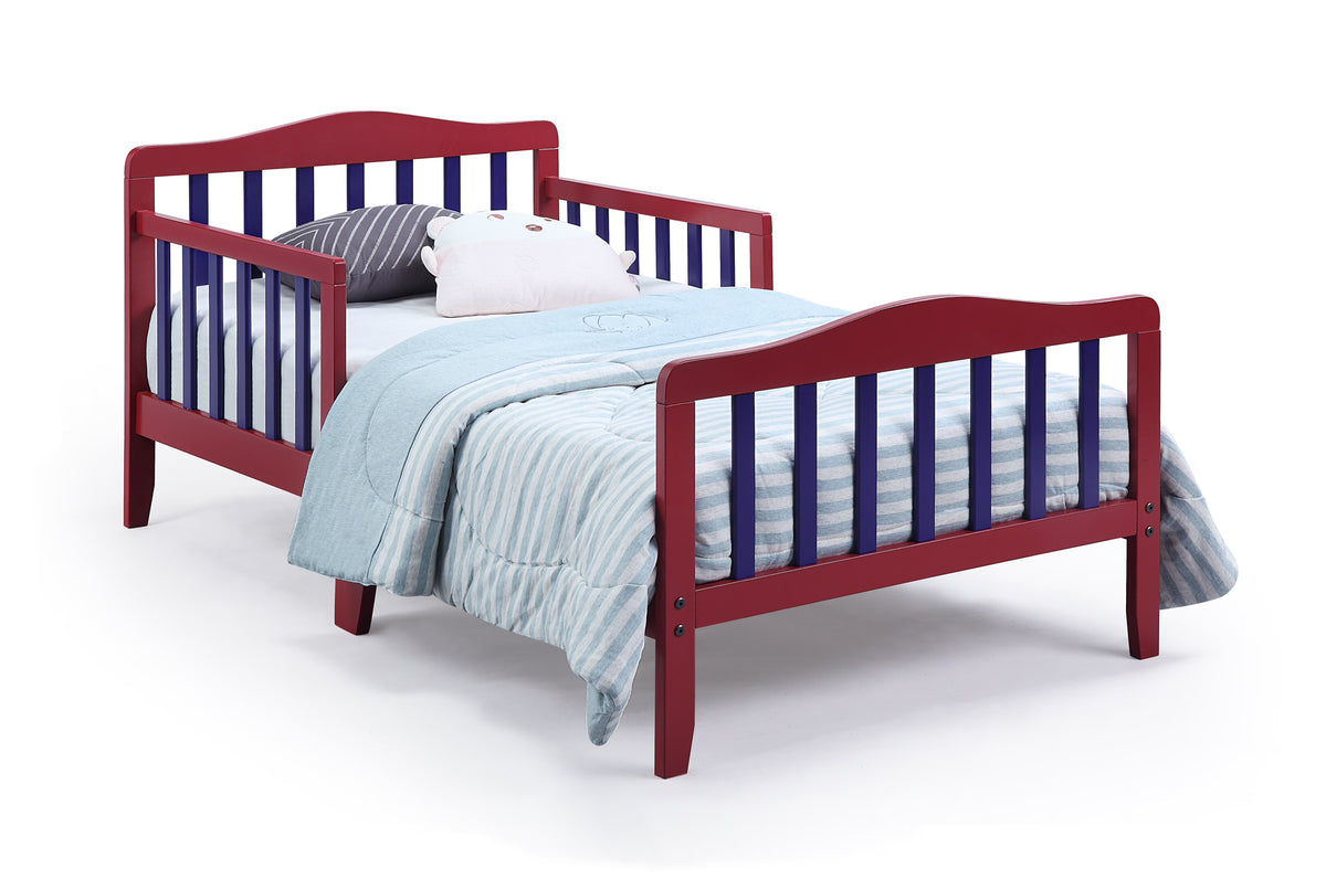 Olive & Opie Twain Toddler Bed, Red/Blue Finish