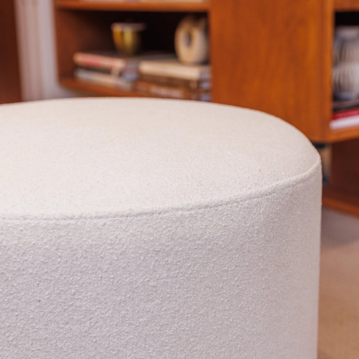 Wovenbyrd Round Pouf Ottoman with Foam Core, Gray �C Perfect for Living Room or Bedroom