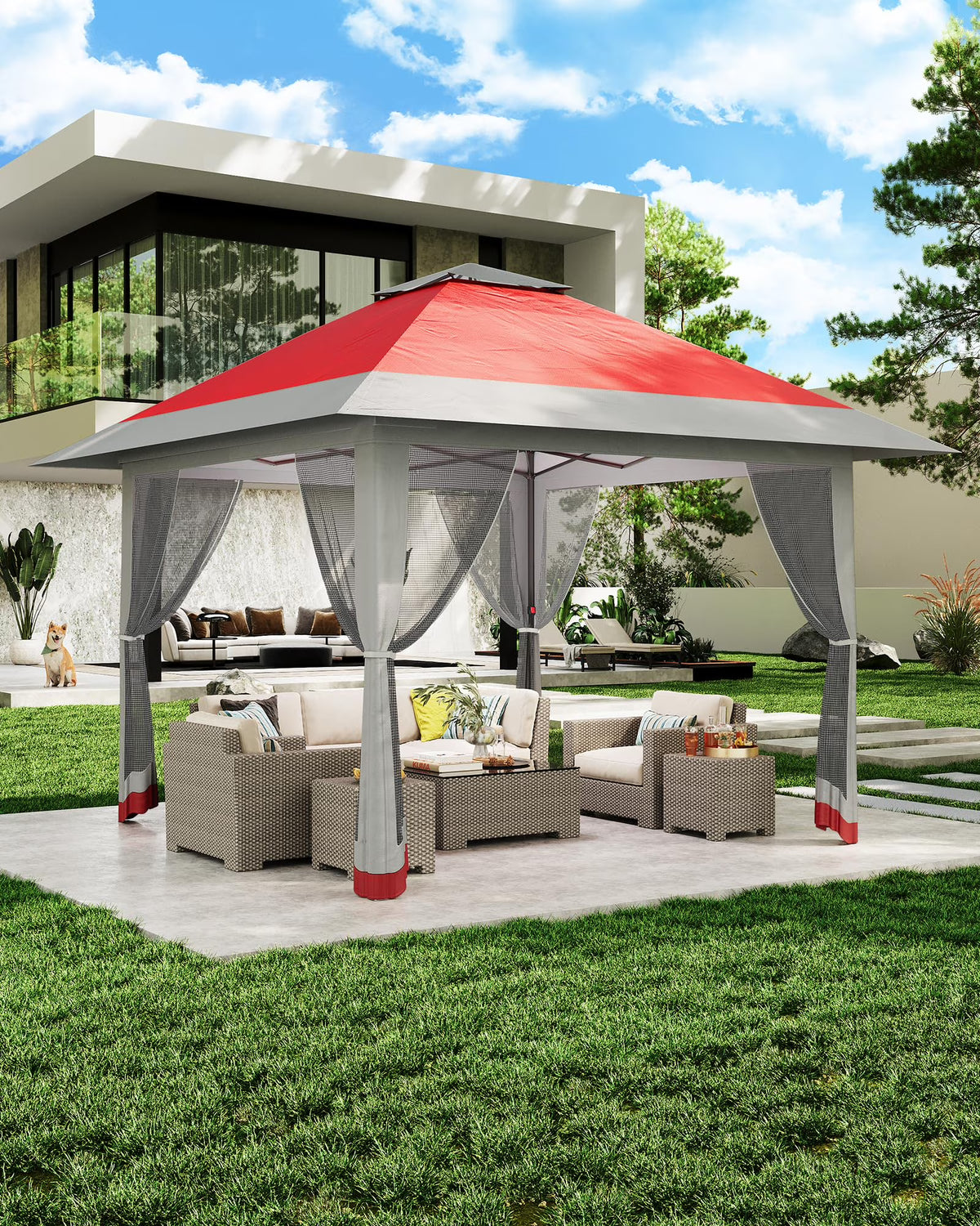 Accreate 13' X 13' Outdoor Patio Gazebo,Outdoor Canopy Tent with Mosquito Netting,Backyard Tent for Party, Wedding, Outdoor Dining, Patio, Backyard