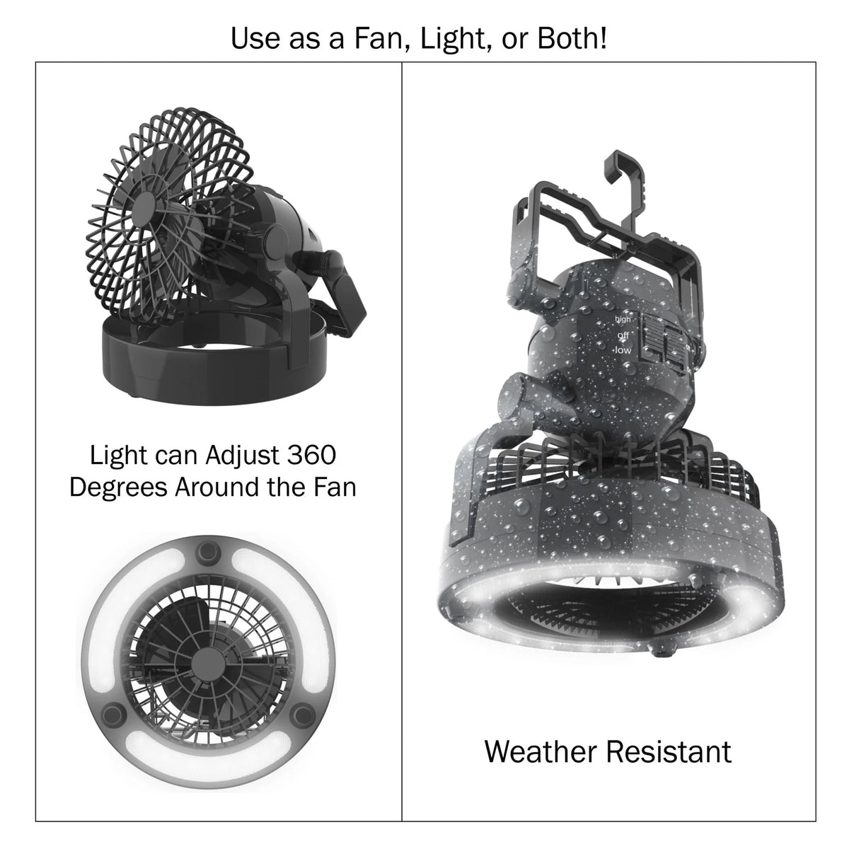 Portable 2 in 1 LED Camping Lantern with Ceiling Fan by Wakeman Outdoors