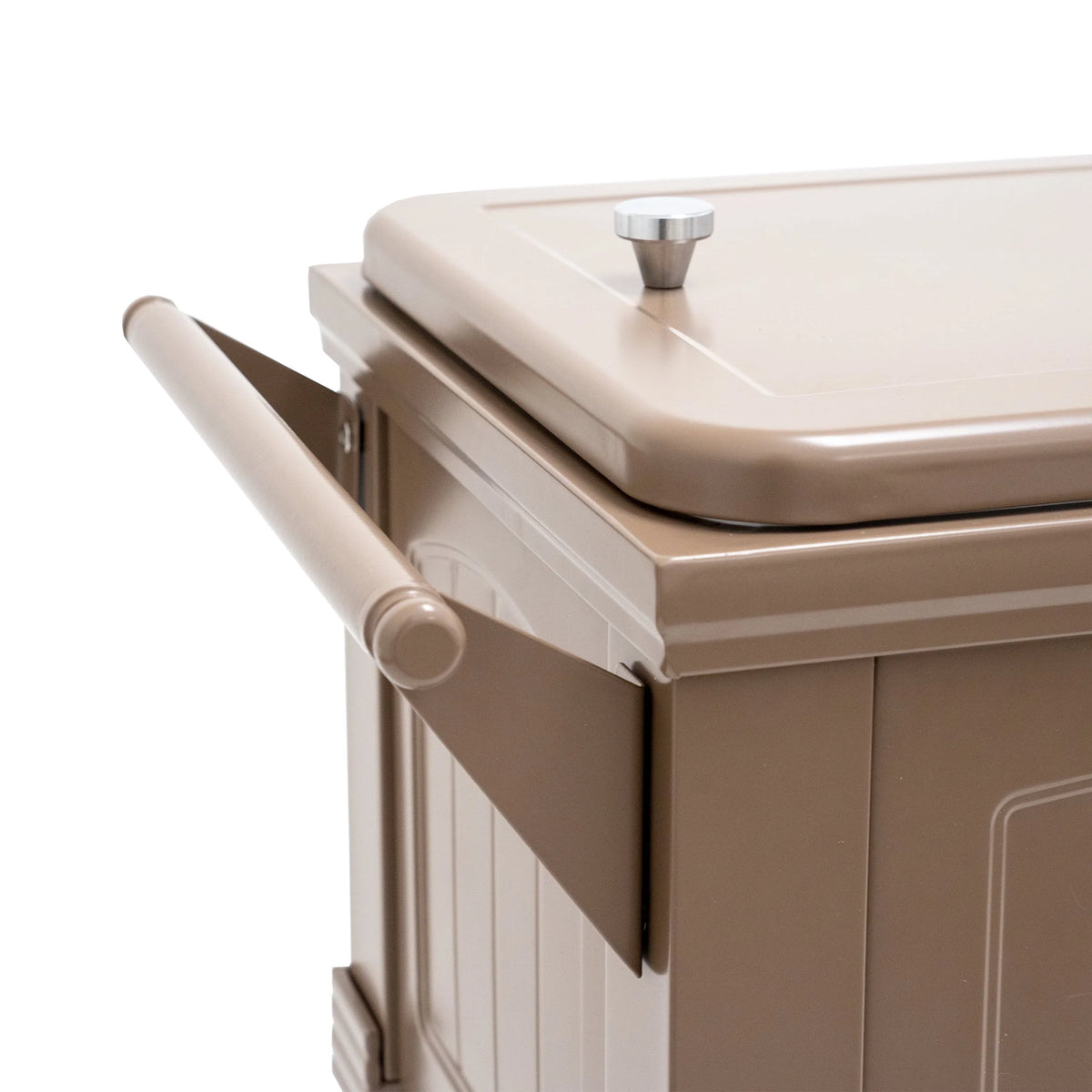 Permasteel 80-Qt Antique Outdoor Steel Patio Cooler on Wheels, Rolling Cooler Cart, Wooden Teak Style, Taupe