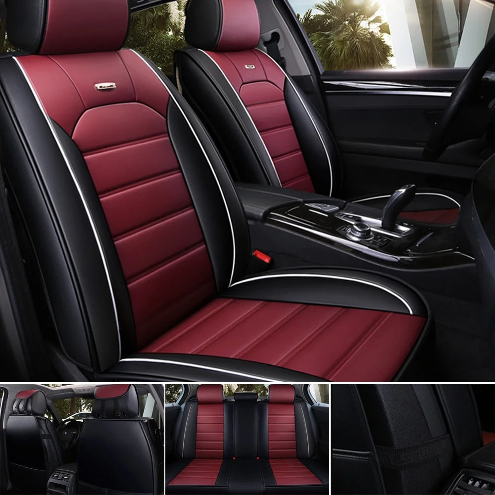 OTOEZ Leather Car Seat Cover Universal 5 Seats Full Set Front Rear Seat Protector