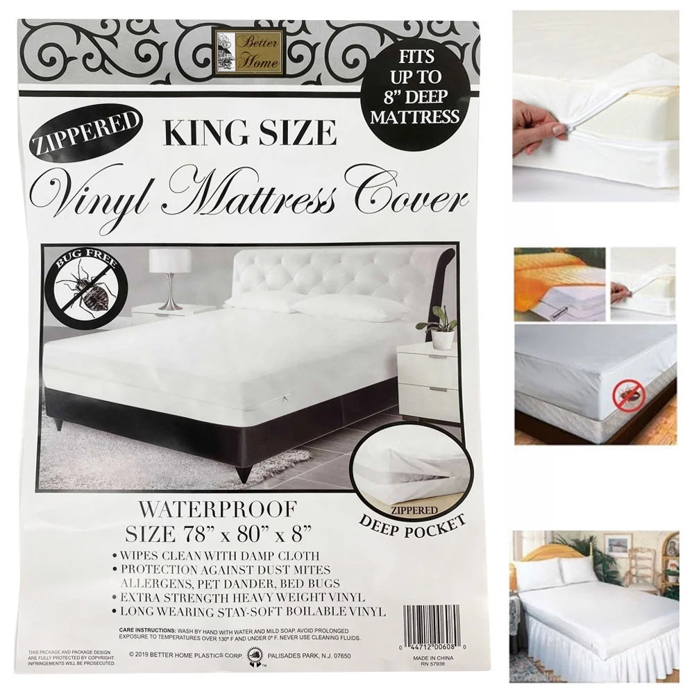 6 Pack King Bed Bug Proof Mattress Cover Protector Waterproof Zippered Vinyl