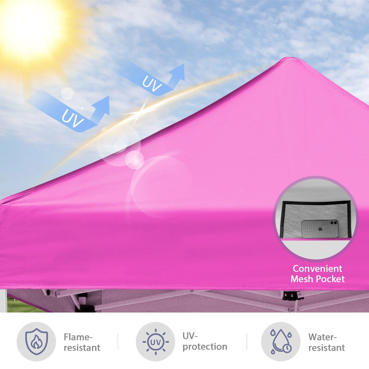 INTER HUT 5x5 Outdoor Pop up Canopy Gazebo, Instant Easy Set up Outdoor Canopy Commercial Fair Shelter, Beige