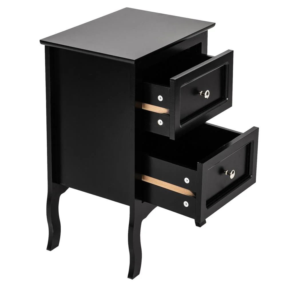Ktaxon Nightstand,End Side Table Wooden Nightstand Bedroom Storage Cabinet with 2-Drawer,Country style Furniture