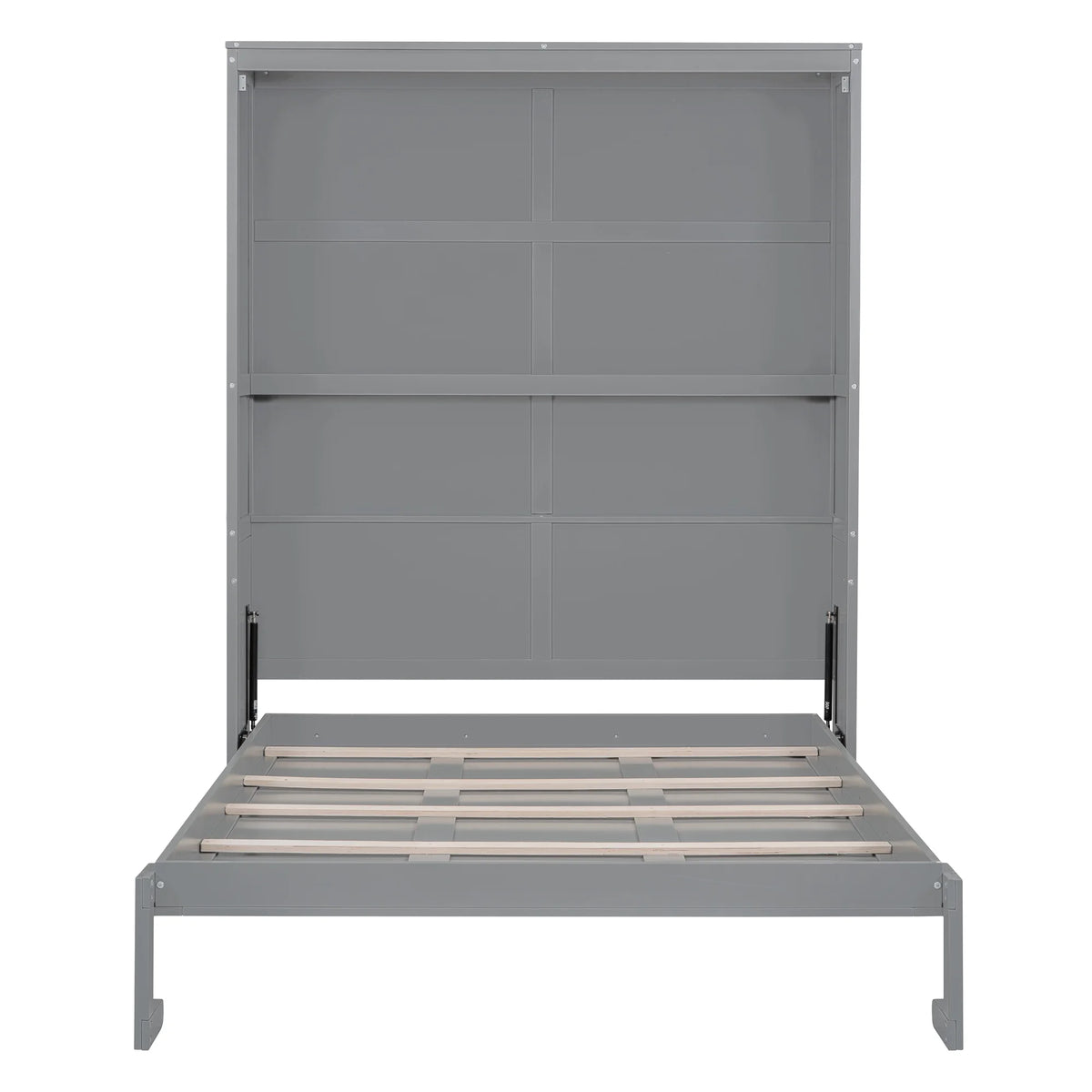 Harper & Bright Designs Full Size Murphy Bed with Shelves, Foldable Wall Bedframe w/Flexible Slats Support, Space-Saving Design, Can Be Folded Into Cabinet, White