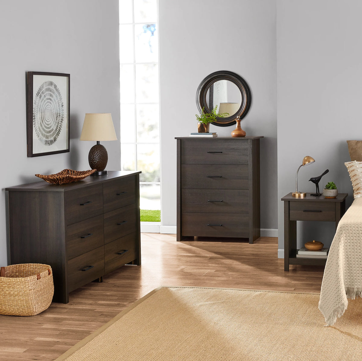 Mainstays Hillside 4-Drawer Dresser, Charcoal Finish