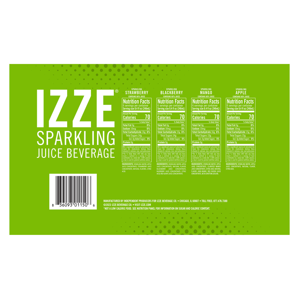 IZZE, Sparkling Juice Beverage, Variety Pack, 8.4 fl oz, 24-Count