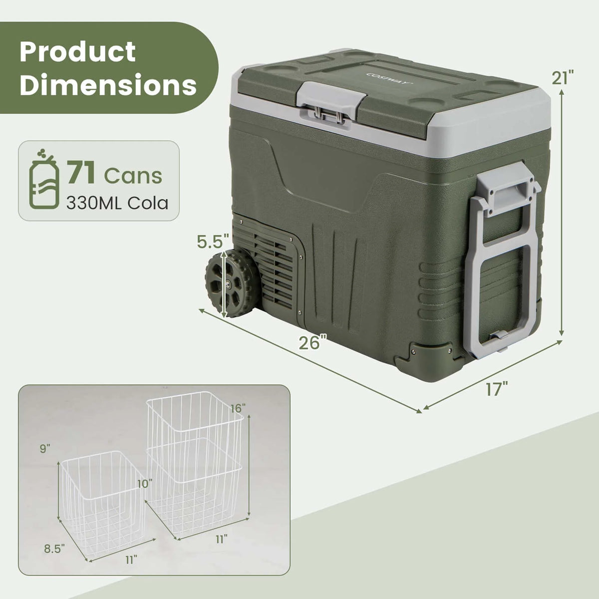 Costway 12 Volt Car Refrigerator 37 QT Portable Car Fridge with -4℉~68℉ Adjustable Range