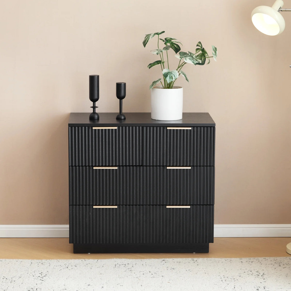 UBesGoo Dresser for Bedroom Wood 4 Drawers Dressers, Fluted Modern Dresser, White