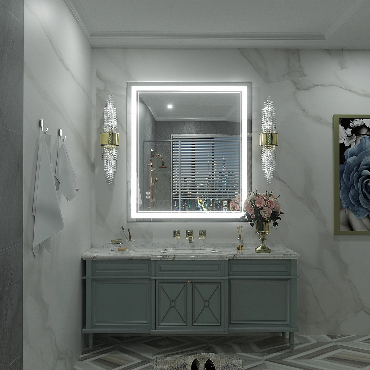 Frameless Frontlit LED Anti-fog Bathroom Vanity Mirror 96x36 inch