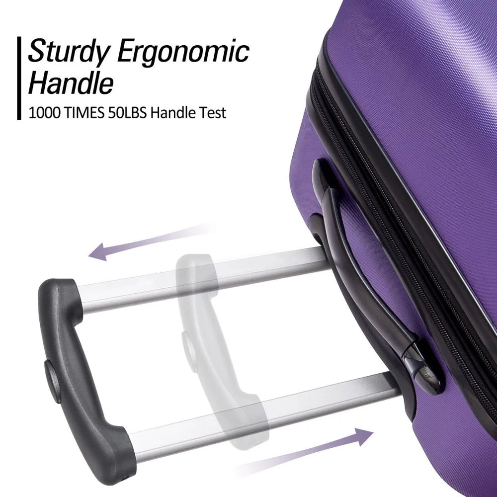 Tcbosik Luggage Sets, 3 Piece Set Hardside Suitcases with Spinner Wheels, 20/24/28 Travel Luggage Lightweight, Dark Blue