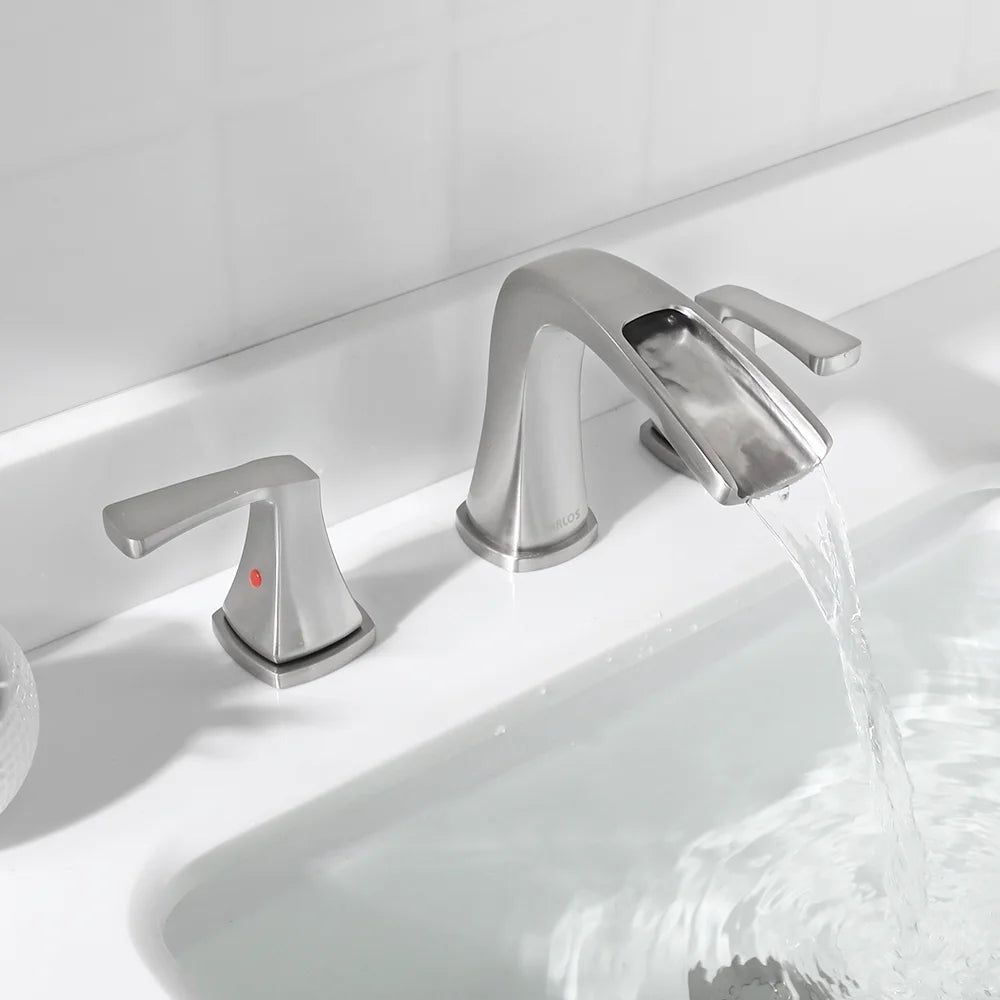 PARLOS Waterfall Widespread Two Handles Bathroom Sink Faucet , Polished Chrome