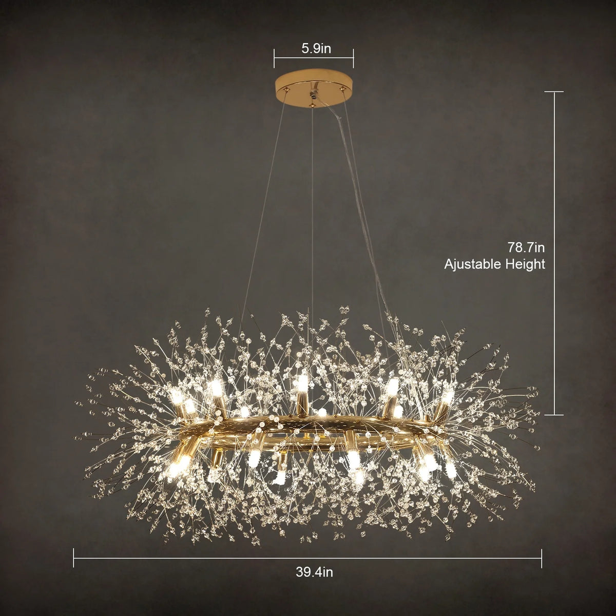 OYIPRO 12/20 - Light Modern Glam Sputnik Wagon Wheel Crystal Chandelier for Entryway, Living Room(Bulbs Included) Chrome 12 12-Light: 31" W x 12.6" H