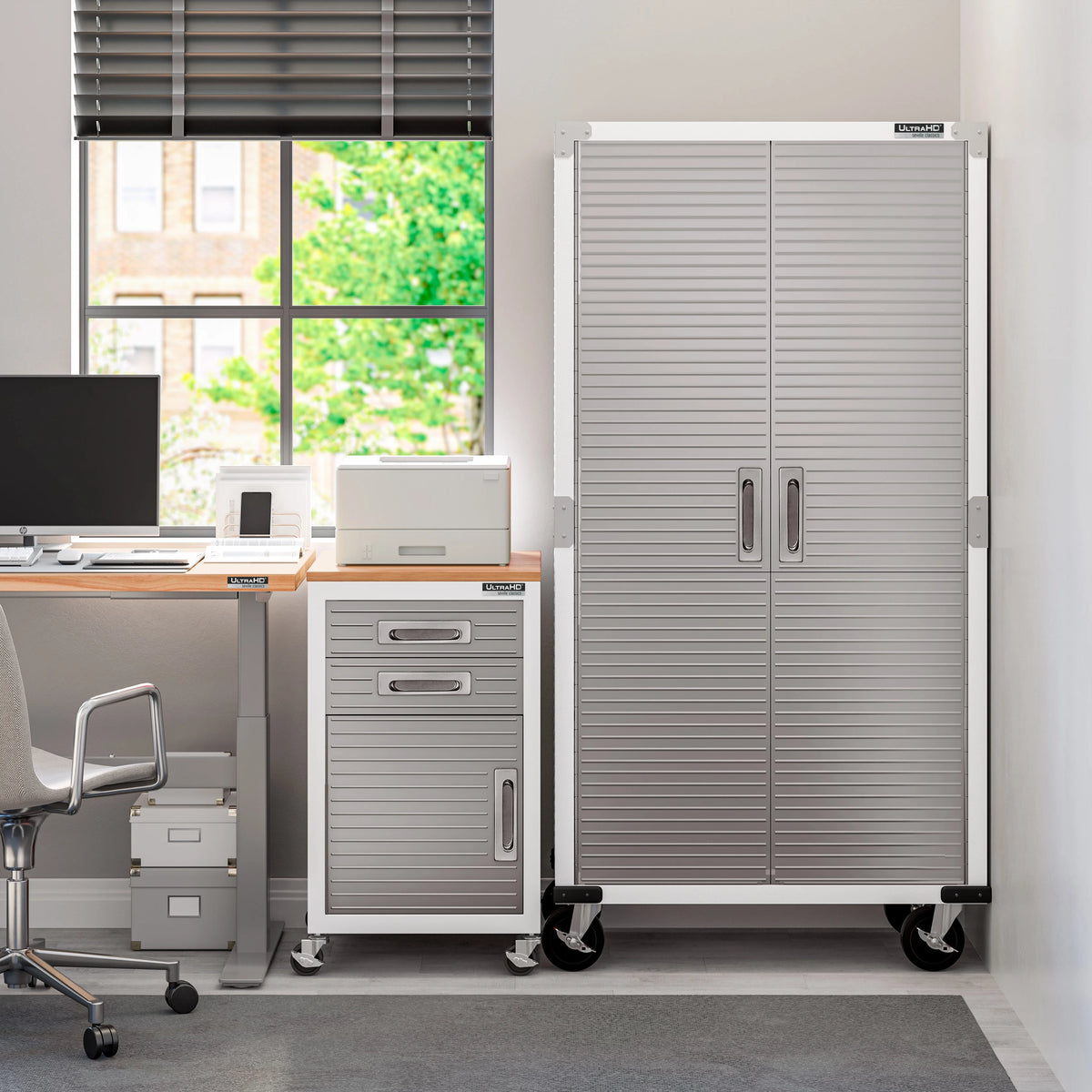 Seville Classics ULTRAHD? 2-Drawer Rolling Steel File Cabinet, Granite Gray
