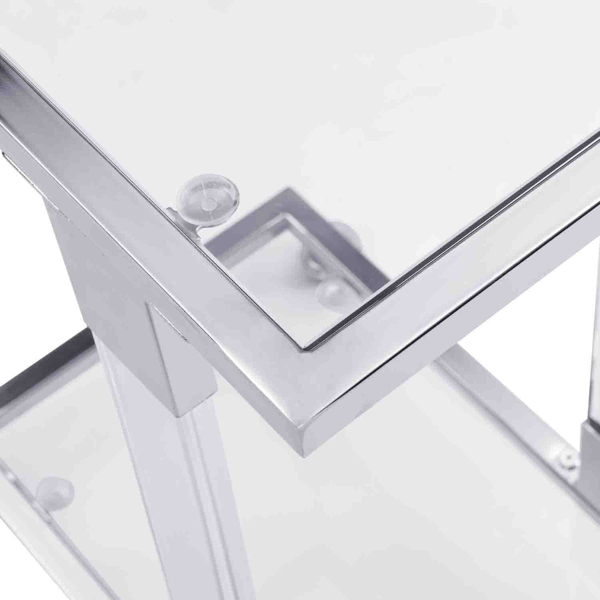 Gewnee Acrylic End Table,Removale Side Table with Tempered Glass Shelves,Chrome