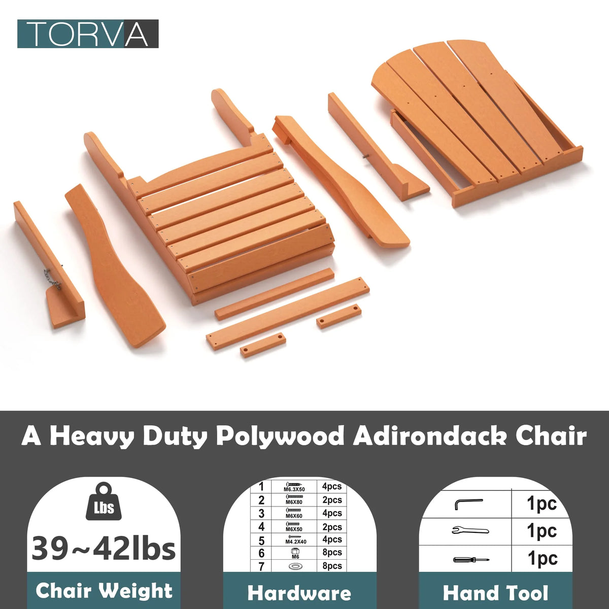 TORVA Folding Adirondack Chair, Fire Pit Chair,Patio Outdoor Chairs All-Weather Proof HDPE Resin for BBQ Beach Deck Garden Lawn Backyard, Black