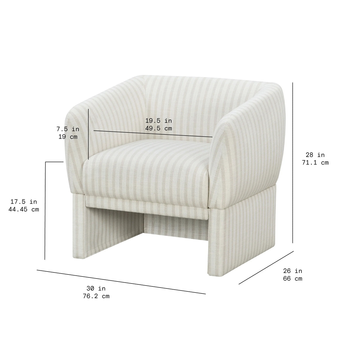 Beautiful Small Space Accent Chair by Drew Barrymore, Beige and White Linen