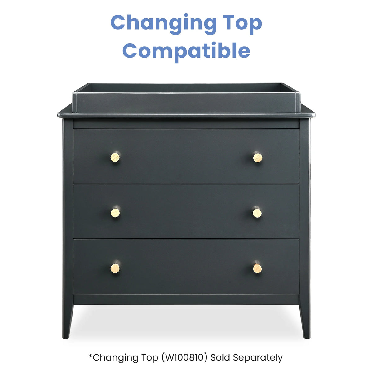 Delta Children Casey 3 Drawer Dresser with Interlocking Drawers, Black Ebony/Natural